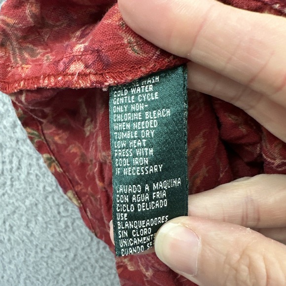 Vtg Lauren Ralph Lauren Floral Button Up Shirt Linen Boho Preppy Women Medium - Picture 5 of 8